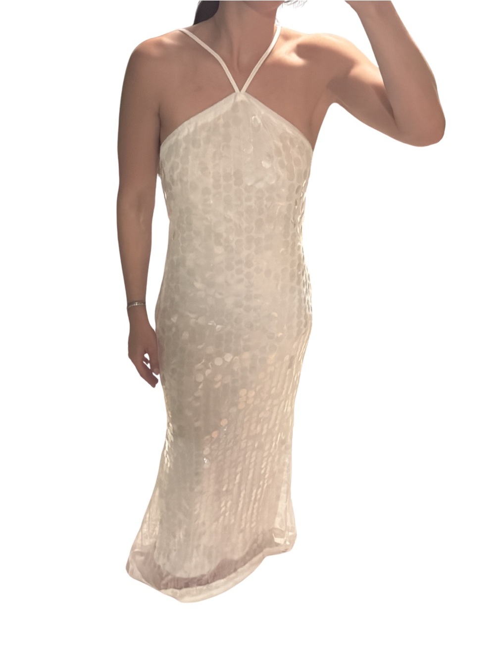 Elegant Ivory Halter Evening Dress